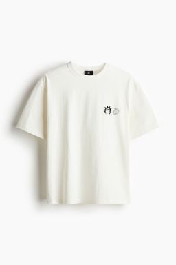 H&M - Men White Loose Fit Printed T-Shirt