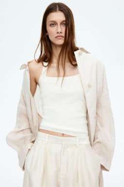 H&M - Women White Fine-Knit Halterneck Top