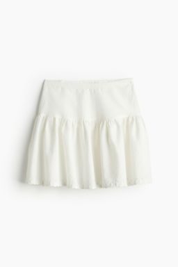 H&M - Women White Linen-Blend Fla Skirt