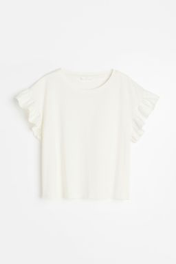 H&M - Women White Frill-Trim Cotton Top