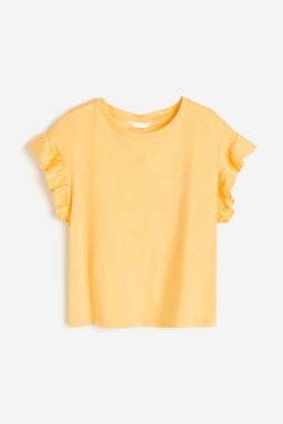 H&M - Women Yellow Frill-Trim Cotton Top