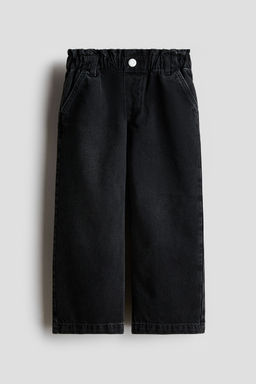 H&M - Girls Black Wide Leg Paper Bag Jeans