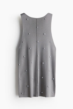H&M - Women Grey Bead-Embellished Top