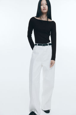 H&M - Women Black Boat-Neck Top