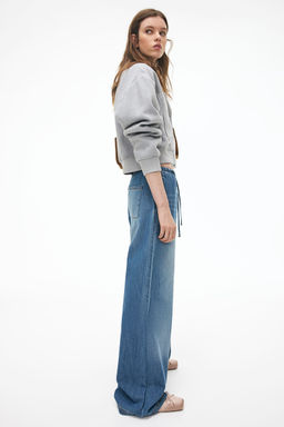 H&M - Women Blue Denim Drawstring Trousers
