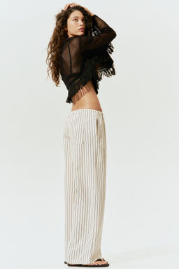 H&M - Women White Denim Drawstring Trousers