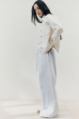 H&M - Women Blue Denim Drawstring Trousers