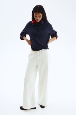 H&M - Women White Denim Drawstring Trousers