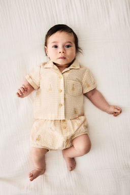 H&M - Boys Beige 2-Piece Cotton Seersucker Set