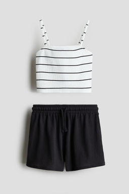 H&M - Girls White 2-Piece Strappy Top And Shorts Set