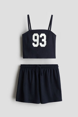 H&M - Girls Black 2-Piece Strappy Top And Shorts Set