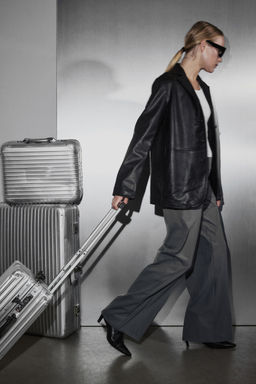 H&M - Women Grey Four-Way Stretch Wide Trousers