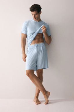 H&M - Men Blue Jersey Pyjama T-Shirt And Shorts