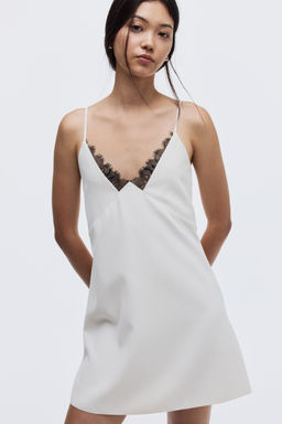 H&M - Women White Lace-Trimmed Dress