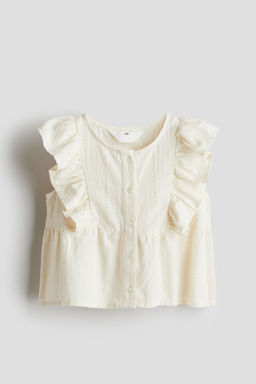 H&M - Girls Beige Sleeveless Flounced Blouse