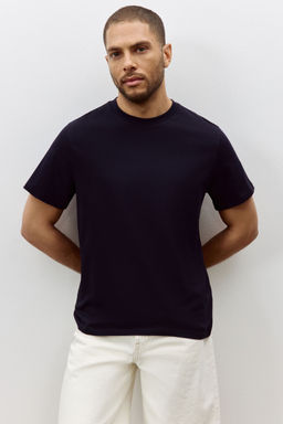 H&M - Men Blue Regular Fit Round-Neck T-Shirt