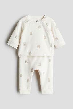 H&M - Girls White 2-Piece Cotton Sweatshirt Set