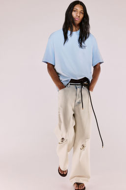 H&M - Men Blue Loose Fit Printed T-Shirt