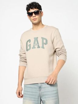 GAP - Mens Logo Print Round Neck Sweatshirt - Beige