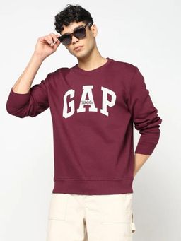 GAP - Mens Logo Print Round Neck Sweatshirt - Maroon