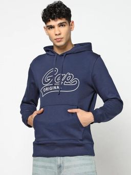 GAP - Mens Logo Print Hooded Sweatshirt - Navy Blue