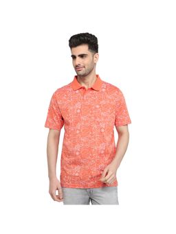 ColorPlus - Comfort Fit Printed Medium Orange Polo T-Shirt
