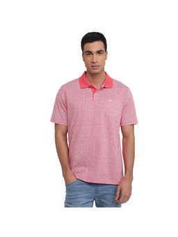 ColorPlus - Comfort Fit Printed Medium Red Polo T-Shirt