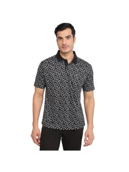 ColorPlus - Comfort Fit Printed Black Polo T-Shirt