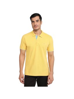ColorPlus - Regular Fit Solid Medium Yellow Polo T-Shirt