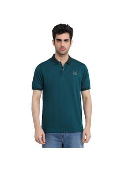 ColorPlus - Regular Fit Medium Green Pure Cotton Casual Polo T-Shirt