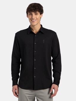 Jockey - IM33 Men Super Combed Cotton Rich Full Sleeve Knit Shirt - Black