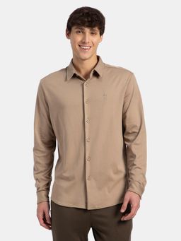 Jockey - IM33 Men Super Combed Cotton Rich Full Sleeve Knit Shirt - Desert Taupe