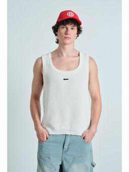 Bonkers Corner - White Knit Tank For Men