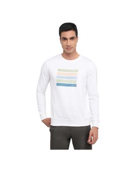 Park Avenue - Slim Fit White Cotton Blend Casual Sweatshirt