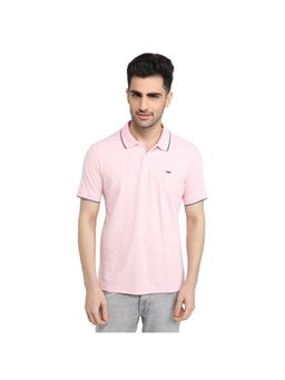 Park Avenue - Slim Fit Light Red Cotton Blend Casual Polo T-Shirt