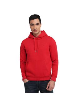 Raymond - Regular Fit Dark Red Cotton Blend Casual Hoodie