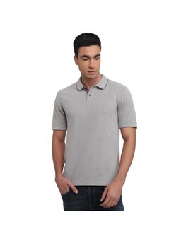 Raymond - Modern Fit Medium Grey Pure Cotton Casual Polo T-Shirt