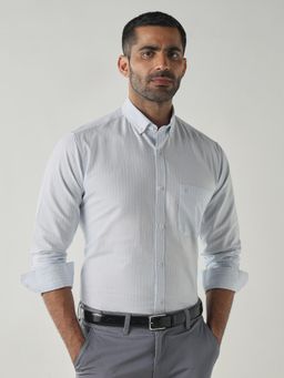 Reid & Taylor - Mens Semi-Formal Shirt RT-810-White/Beige