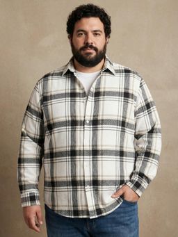 UNSTD - Men Plus Size Checked Cotton Shirt Casual Full Sleeves Regular Fit