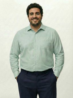 UNSTD - Premium Stretch Oxford Solid Plus Size Formal Shirt Regular Fit - Green