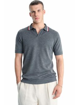 Bonkers Corner - Slate Grey Knit Polo For Men