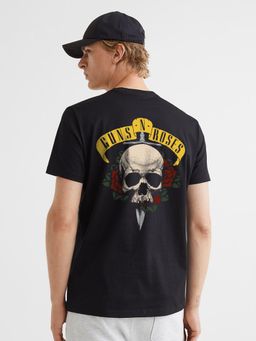 PRONK - Guns N Roses Men Regular Fit Black Half Sleeve T-Shirt