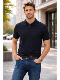 Parcel Yard - Mens Half Sleeve Polo Neck T-Shirt - Black