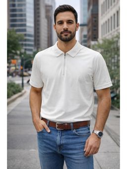 Parcel Yard - Mens Half Sleeve Polo Neck T-Shirt - White