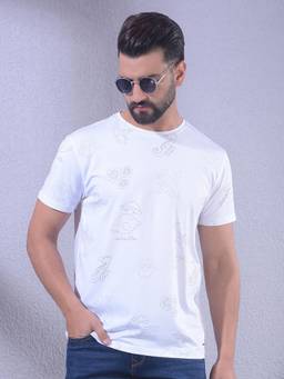 CRIMSOUNE CLUB - Mens White Printed T-Shirt