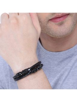 Yellow Chimes - Men Black Multistrand Bracelet