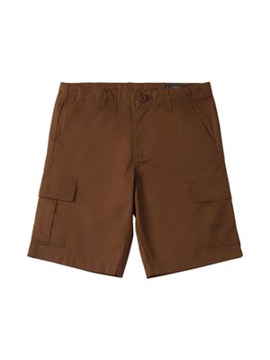 Boys Brown Regular Fit 100% Cotton Solid Dungaree main image 0
