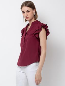 Dodo & Moa - Women Western Wear Tops - Maroon