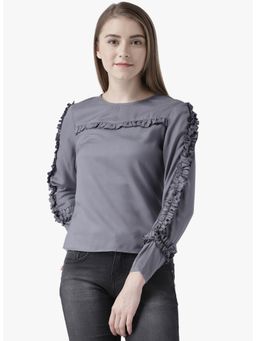 Dodo & Moa - Women Western Wear Tops - Grey