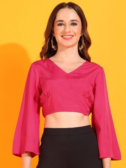 Dodo & Moa - Women Western Wear Crop Top - Pink